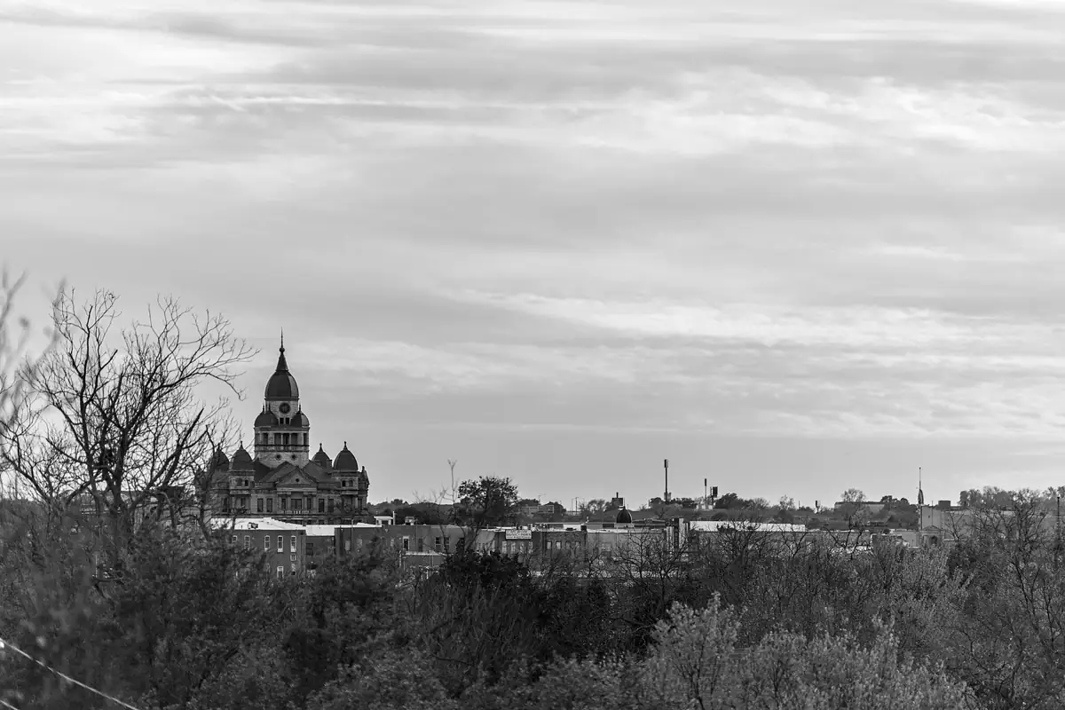 Denton skyline at dusk