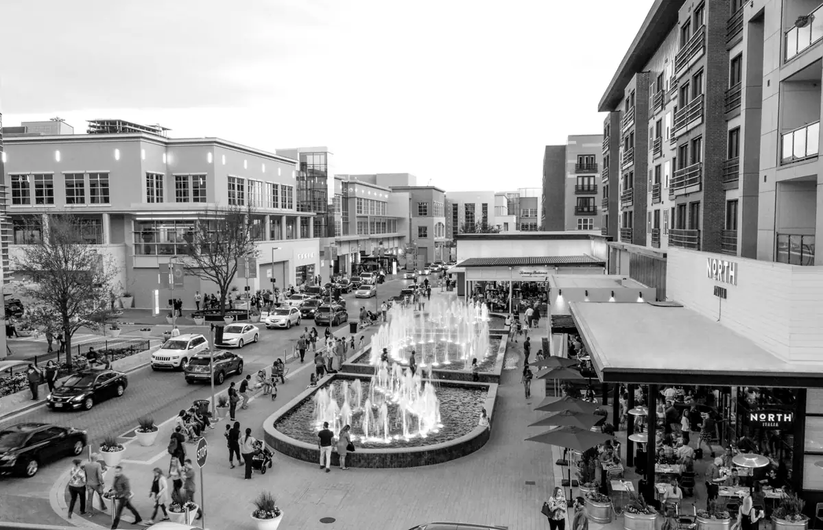 Town plaza with fountain